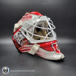 Custom Painted Goalie Mask: University Logos   Dogs
