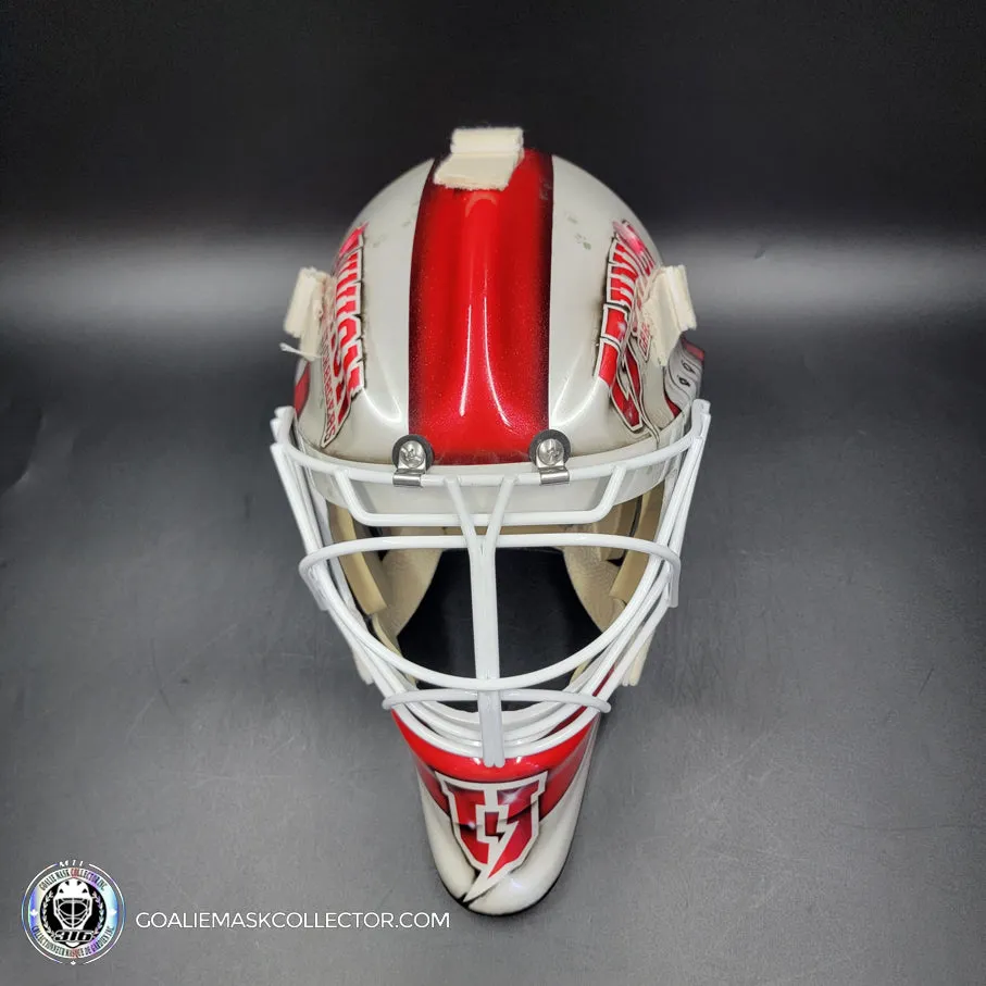 Custom Painted Goalie Mask: University Logos   Dogs