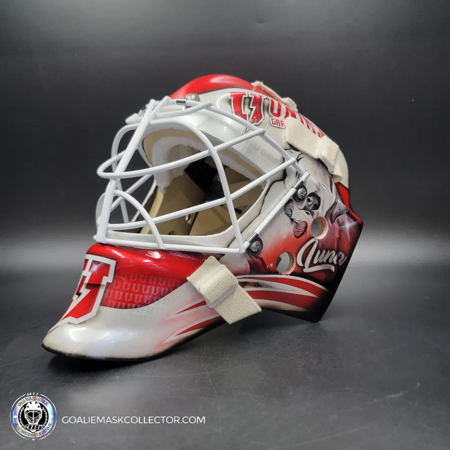 Custom Painted Goalie Mask: University Logos   Dogs