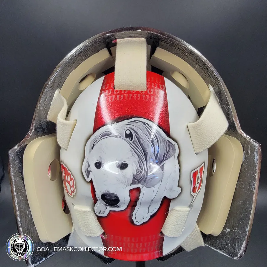 Custom Painted Goalie Mask: University Logos   Dogs