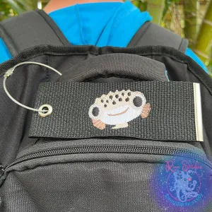 Cute Puffer Fish Luggage Tag, Personalized Embroidered Bag Tag
