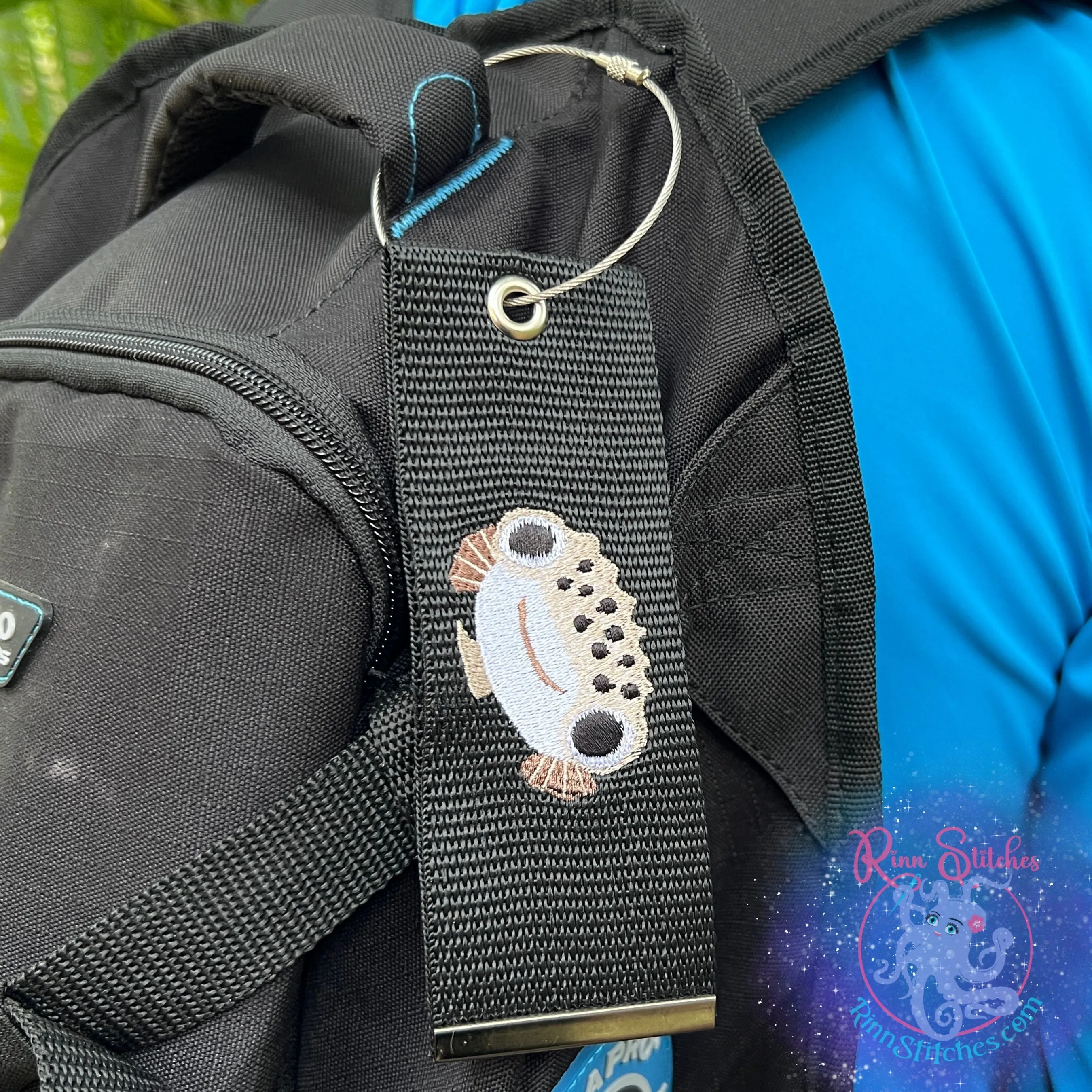 Cute Puffer Fish Luggage Tag, Personalized Embroidered Bag Tag