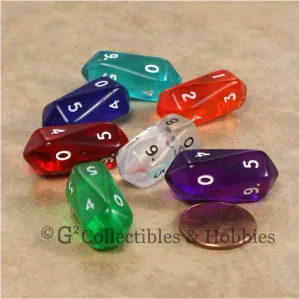 D10 Crystal Transparent Dice 7pc Set - 7 Colors