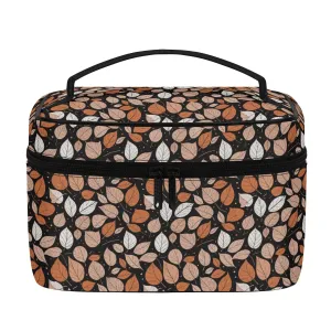 Dark Leaves Leather Cosmetic Bag