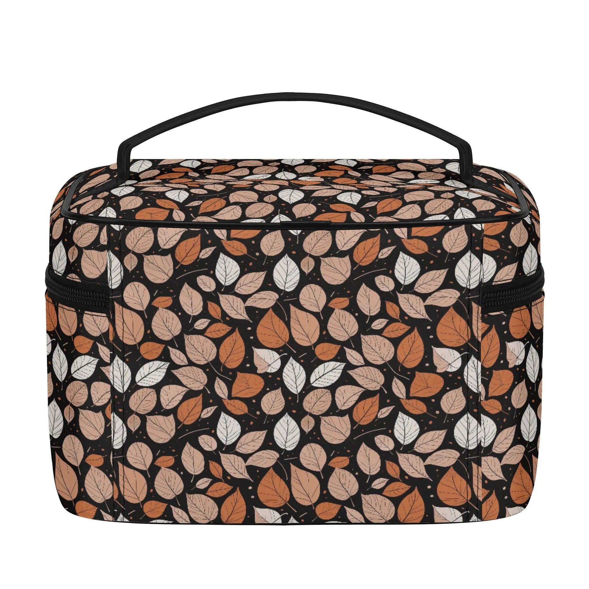 Dark Leaves Leather Cosmetic Bag