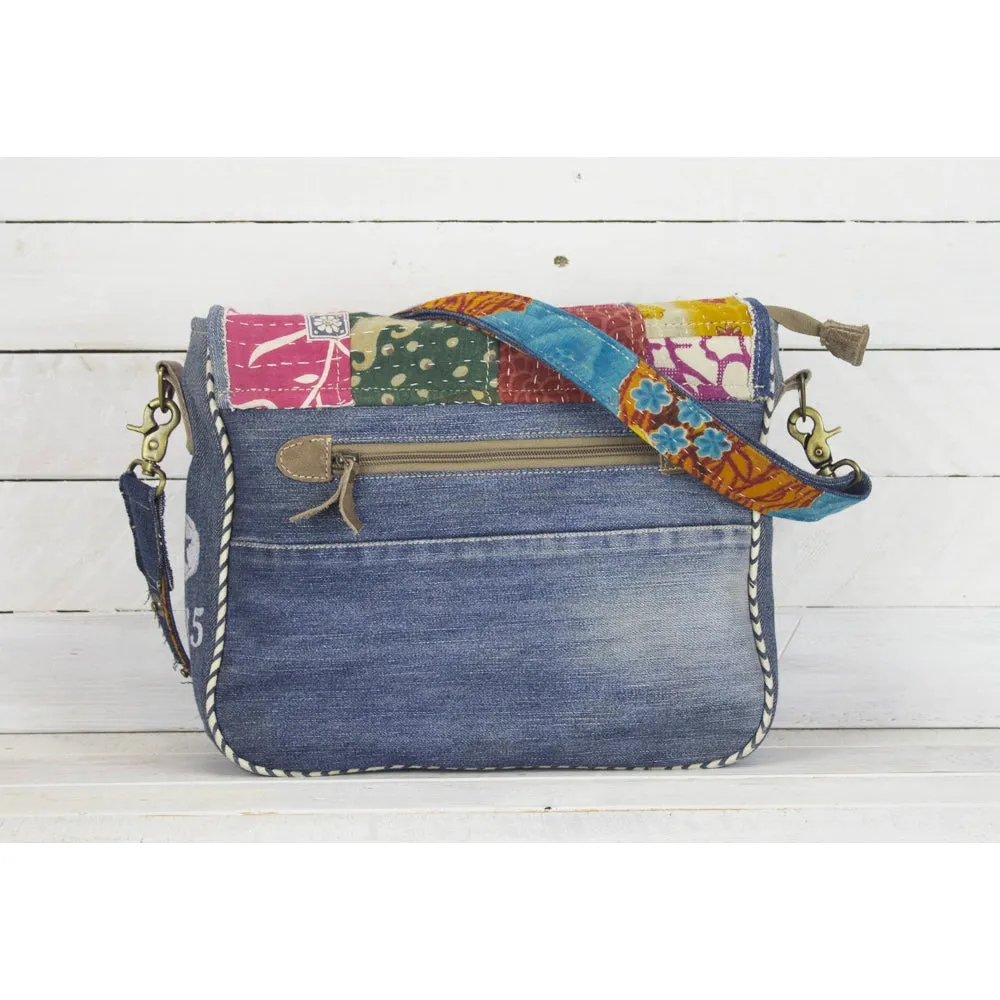 Denim Patch Modern Vintage Messenger Bag