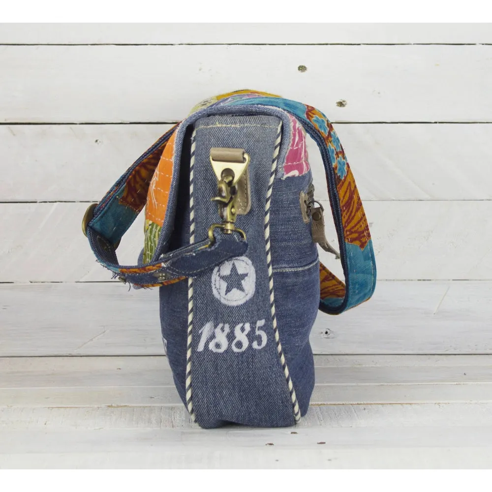 Denim Patch Modern Vintage Messenger Bag