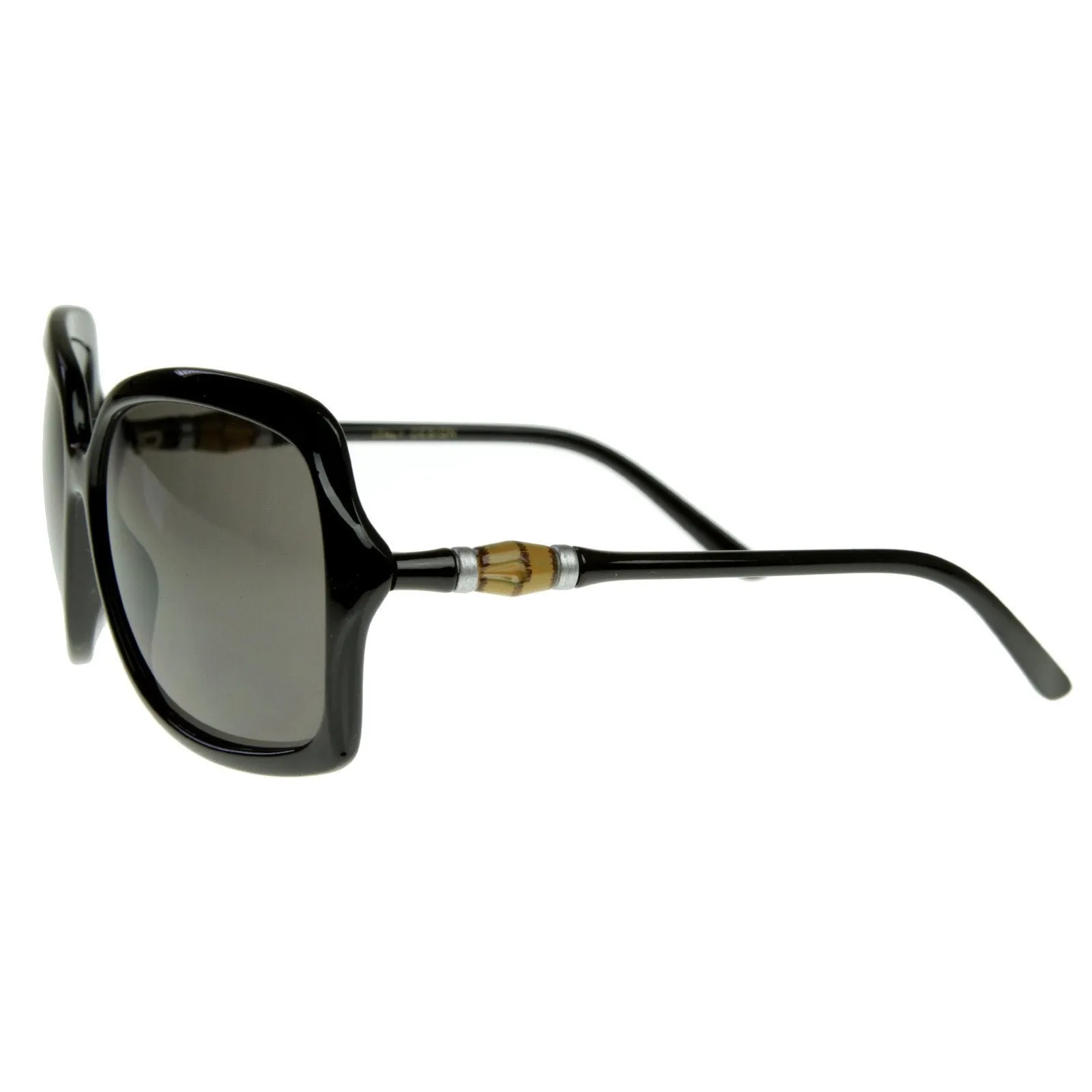Designer Inspired Square Womens Oversize Sunglasses w/ Wood Detail Arms 8151