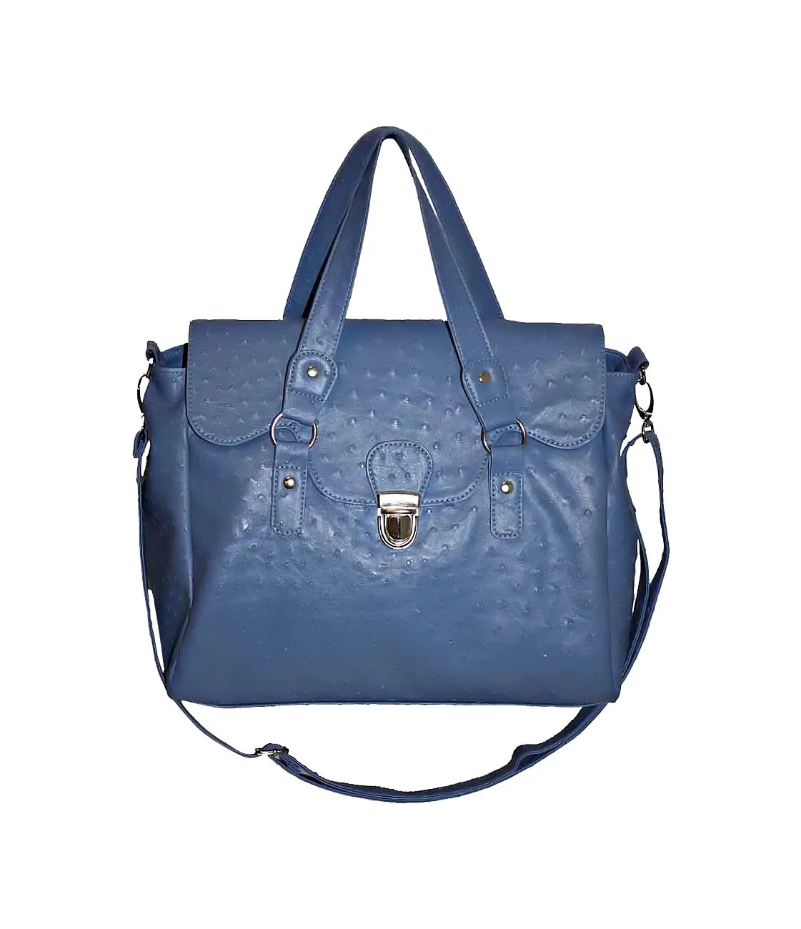 Designer Ostrich Effect Press Lock Handbag