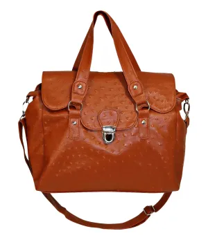 Designer Ostrich Effect Press Lock Handbag