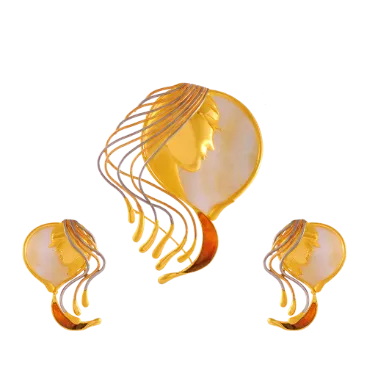 Distinctively Designed 22k Gold Jewellery Set Adorned With A Woman Outline
