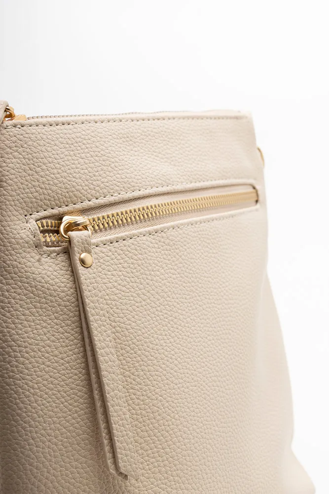 Double Zip Messenger Bag Natural