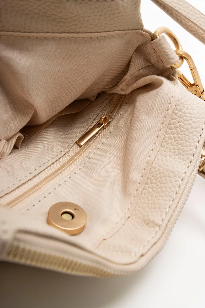 Double Zip Messenger Bag Natural