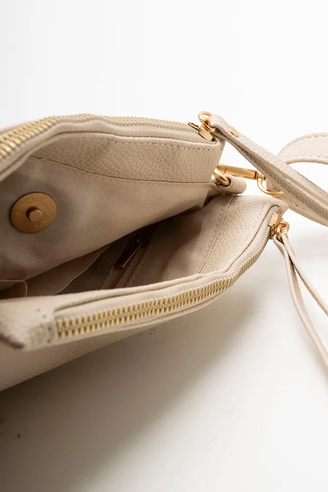Double Zip Messenger Bag Natural