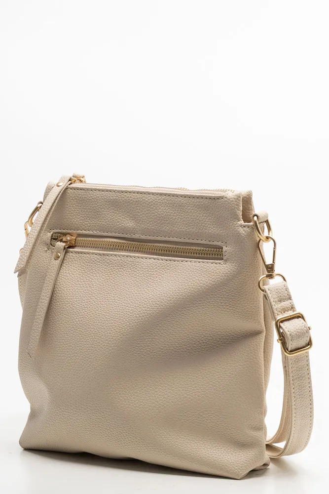 Double Zip Messenger Bag Natural