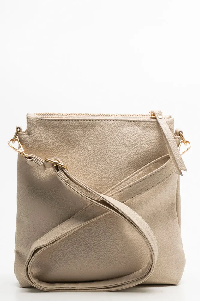 Double Zip Messenger Bag Natural