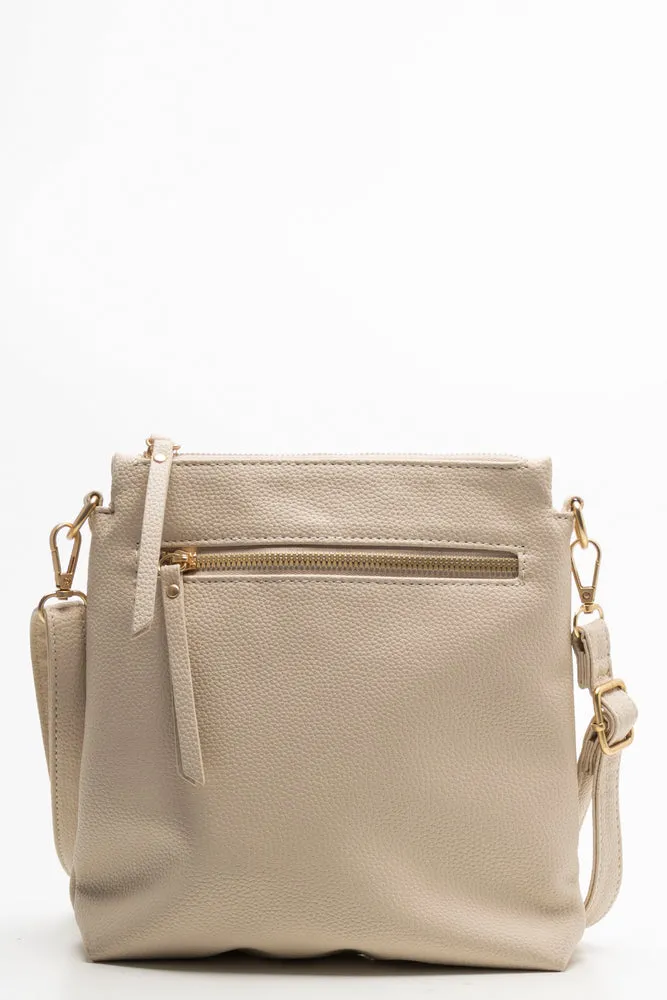 Double Zip Messenger Bag Natural
