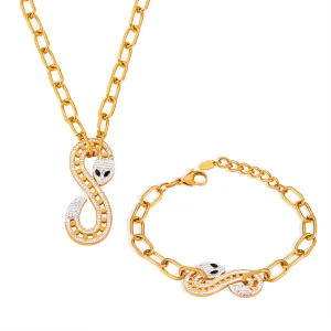 Elegant French Style Titanium Steel Jewelry Set with Zircon Snake Pendant