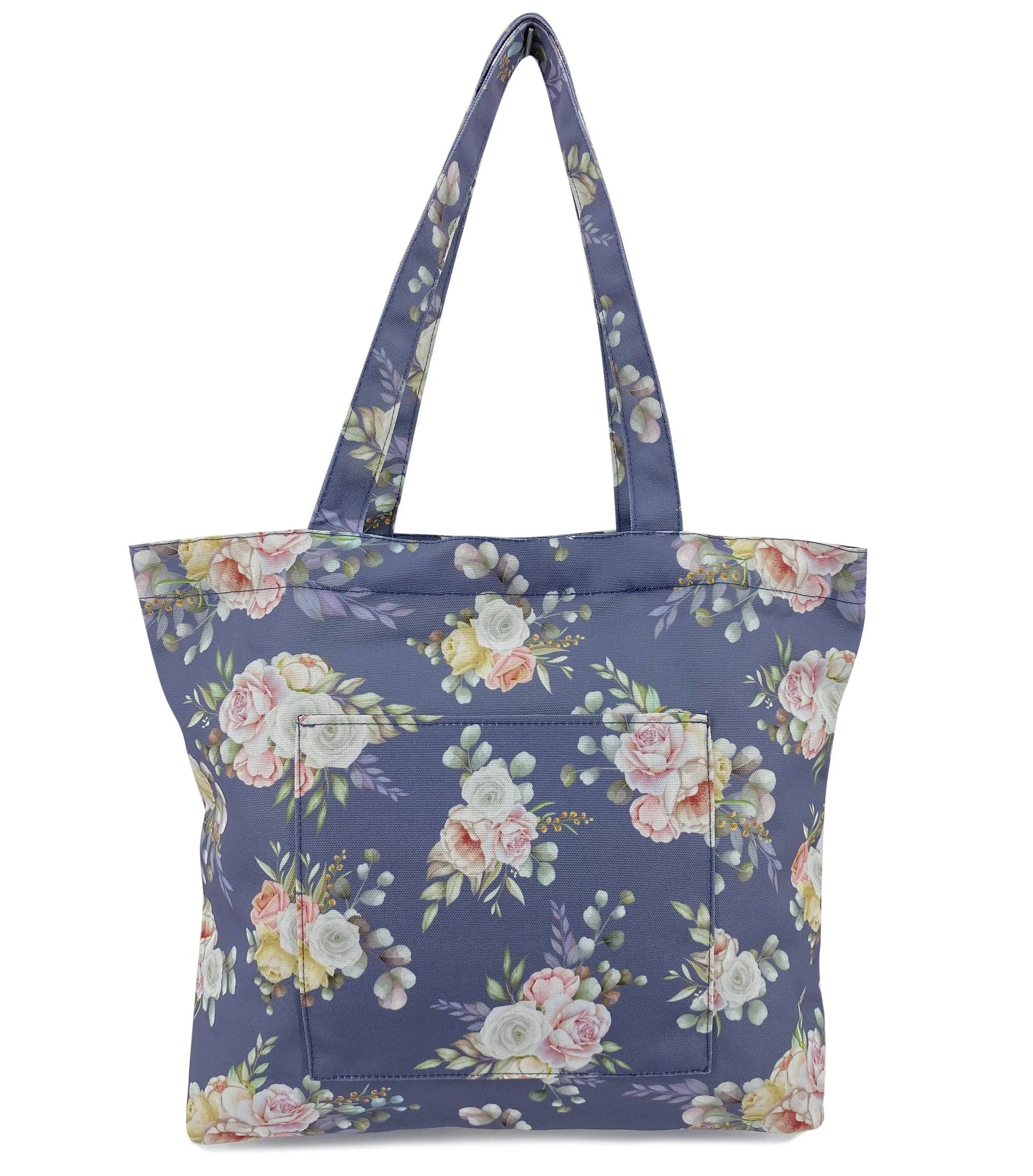 Emma Rose Canvas Tote Bag with Front Pocket