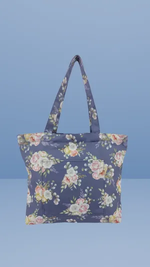 Emma Rose Canvas Tote Bag with Front Pocket