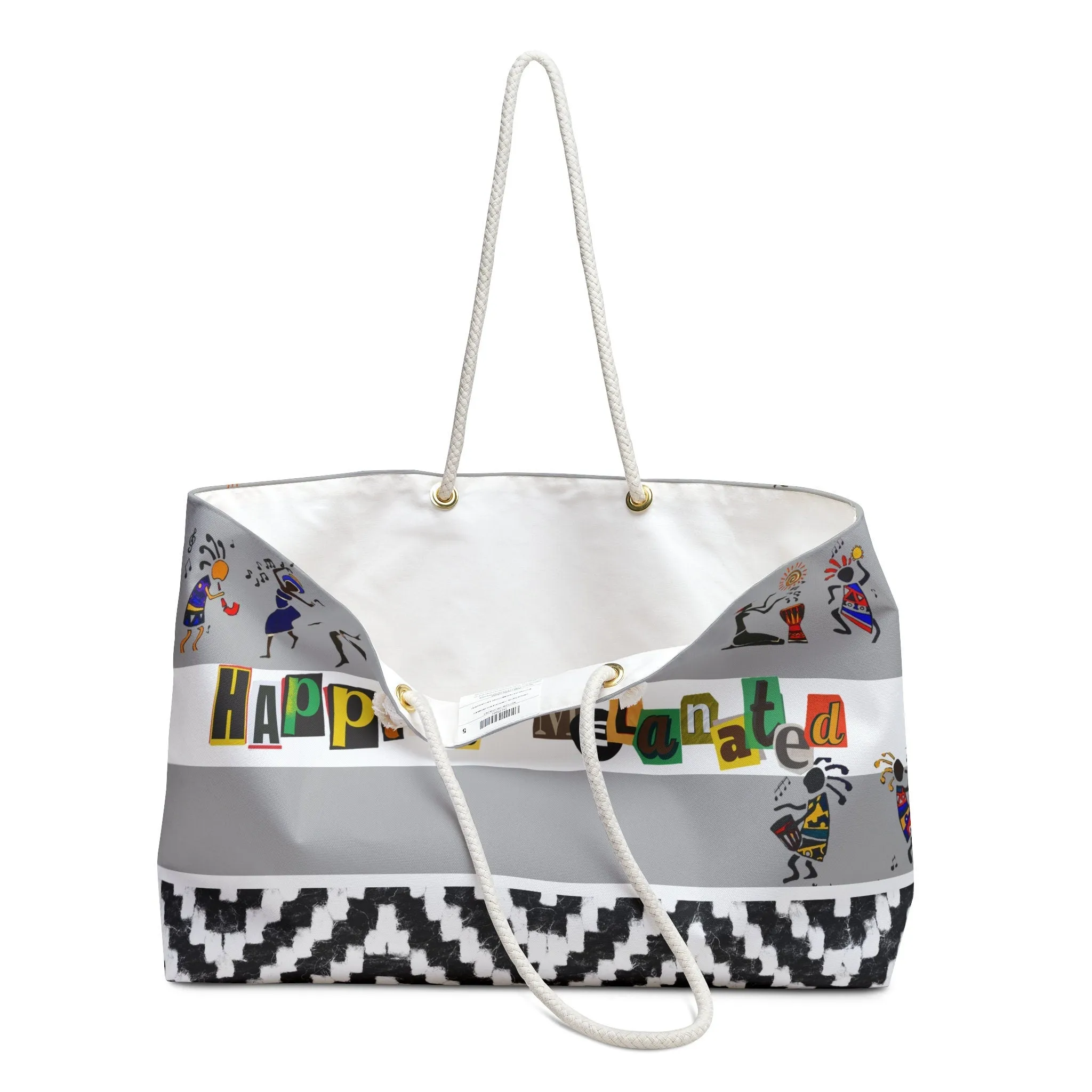 Ethnic Music Art Weekender Bag - Oversized, Durable Tote with Rope Handles for Beach & City Getaways