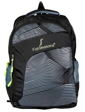 FabSeasons Black Printed Stripes Backpack Bag