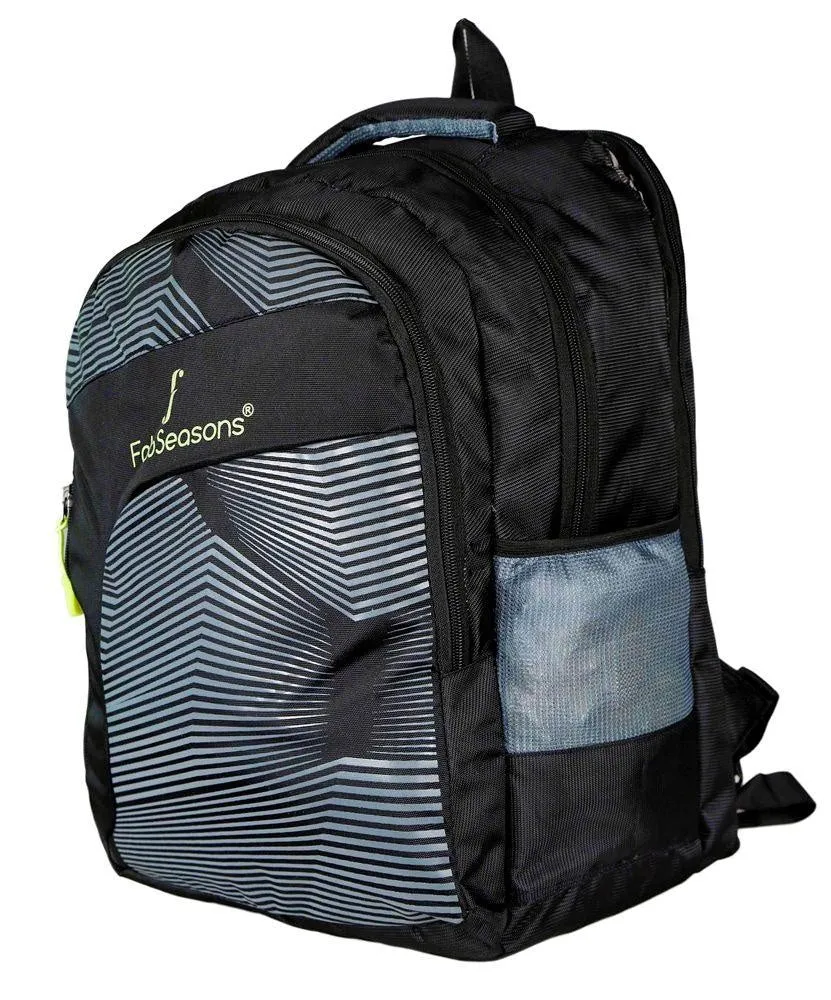 FabSeasons Black Printed Stripes Backpack Bag
