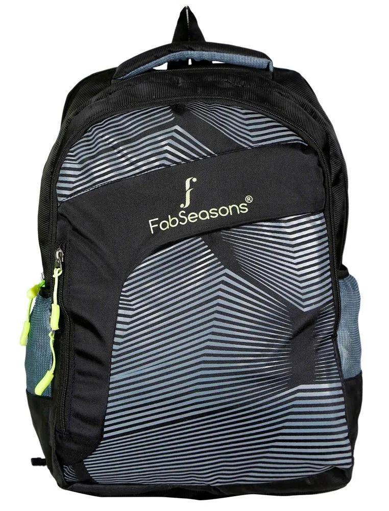 FabSeasons Black Printed Stripes Backpack Bag
