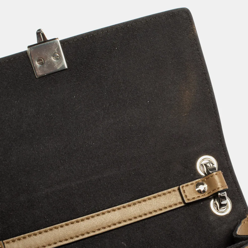 Fendi  Leather And Velvet Small Kan I Chain Shoulder Bag