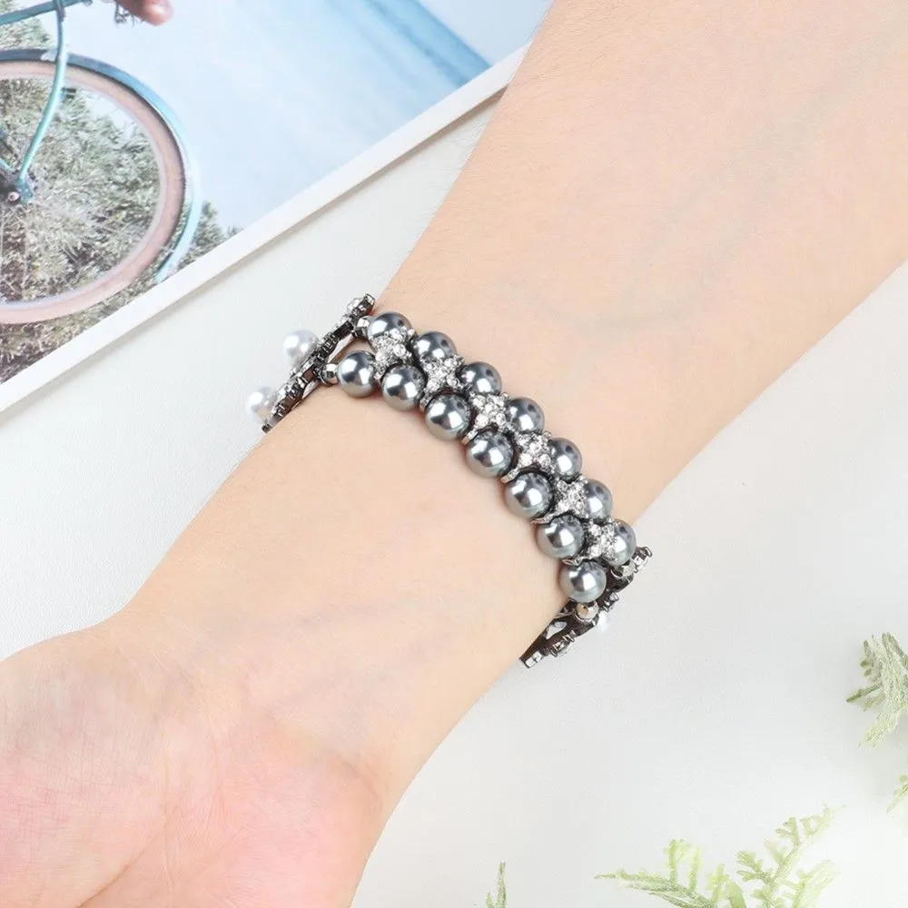 Fitbit Versa 3 rhinestone flower shaped orbs watch strap - Black