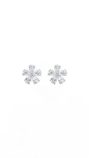Floral White Gold Earrings with Diamonds