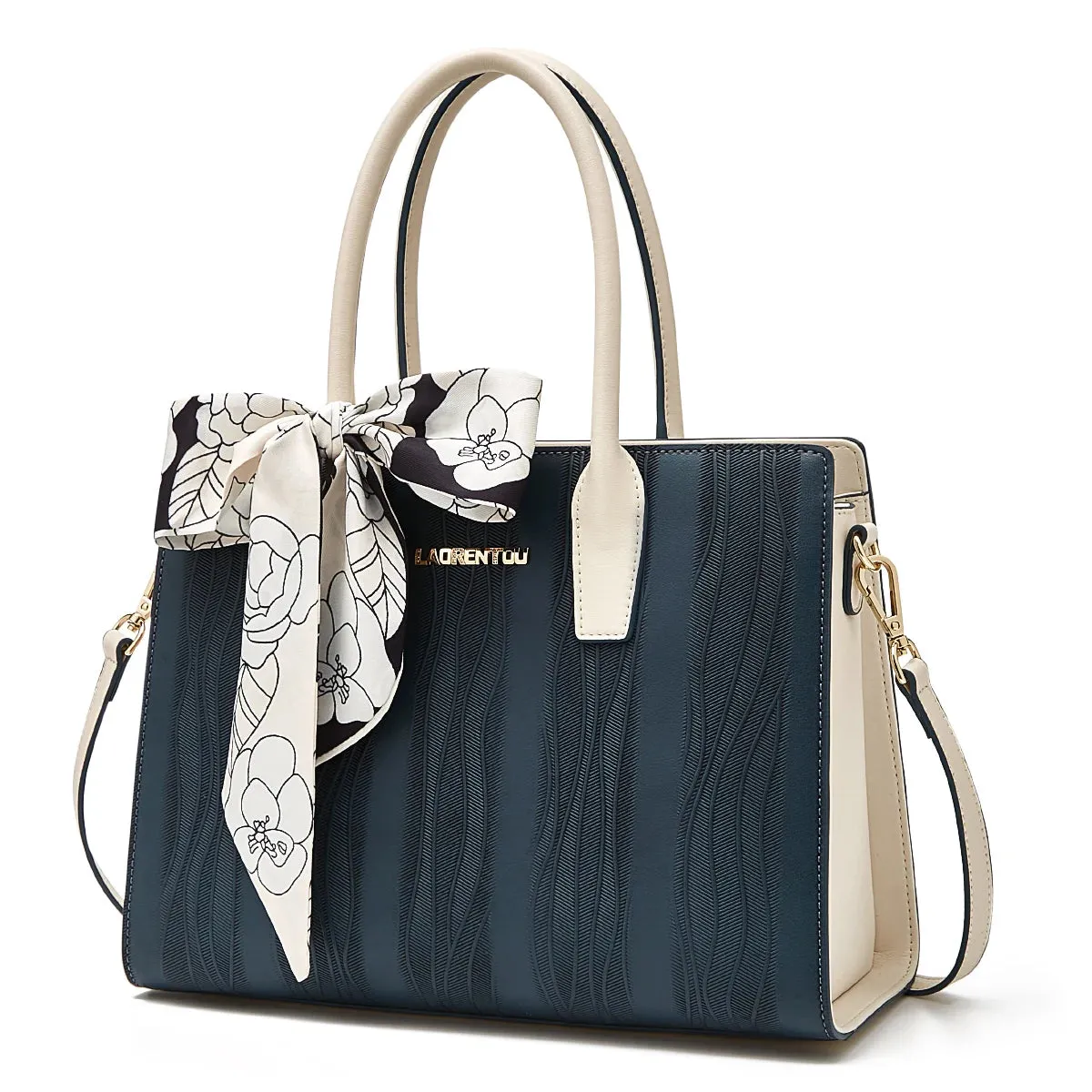 FOXER Chic Women's Silk Scarf Handbag Split Leather Crossbody Shoulder Bag