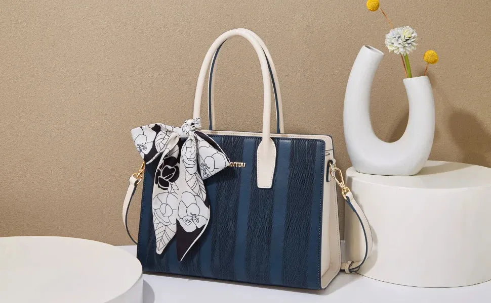 FOXER Chic Women's Silk Scarf Handbag Split Leather Crossbody Shoulder Bag