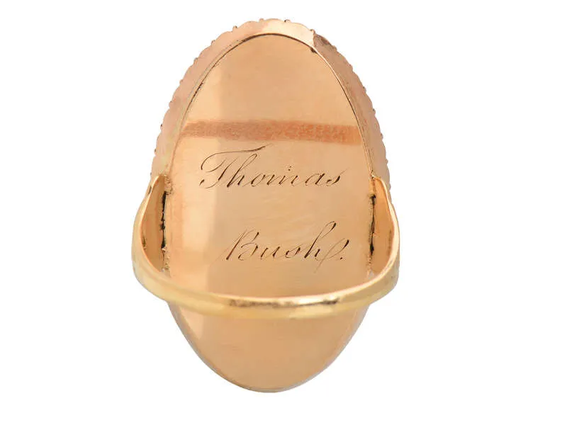 Georgian Diamond, Pearl Blue Enamel Ring c. 1790