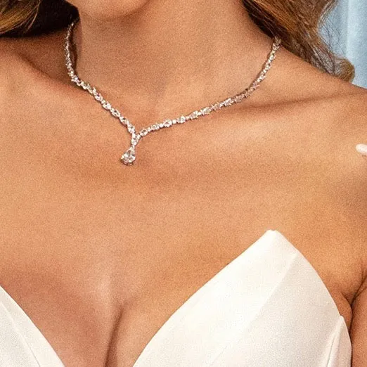 Hallie Cubic Zirconia Necklace and Earring Set