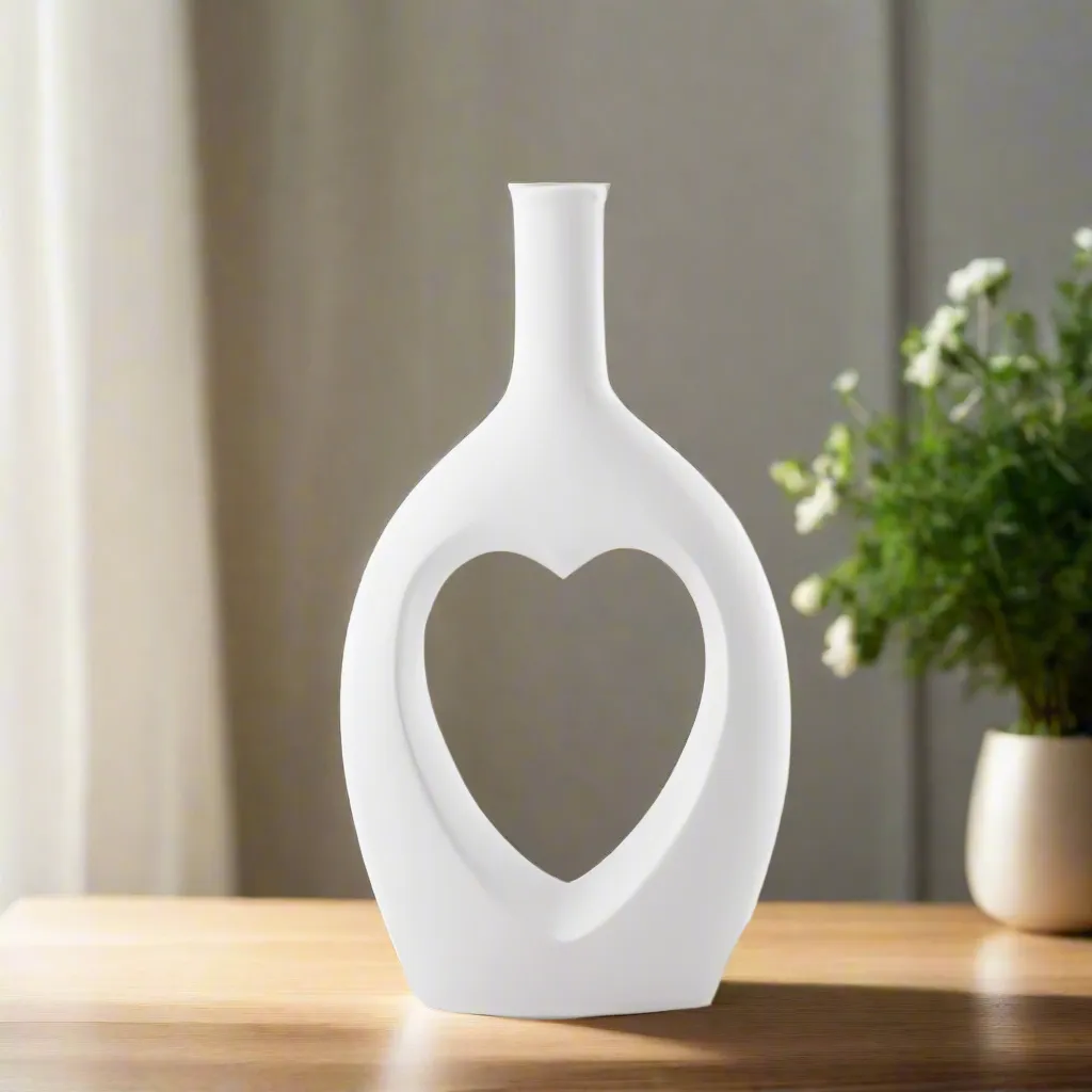Heart-Shaped Hollow Ceramic Vase Big