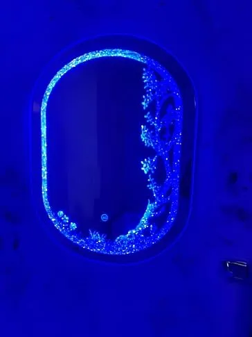 HIMANS Diamond Capsule Shaped Led Mirror with First/Second/Third Touch Sensor.Blue Light Silver Mirror.Stunning Home Diamond Decor Mirror.