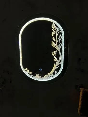 HIMANS Diamond Capsule Shaped Led Mirror with First/Second/Third Touch Sensor.Blue Light Silver Mirror.Stunning Home Diamond Decor Mirror.