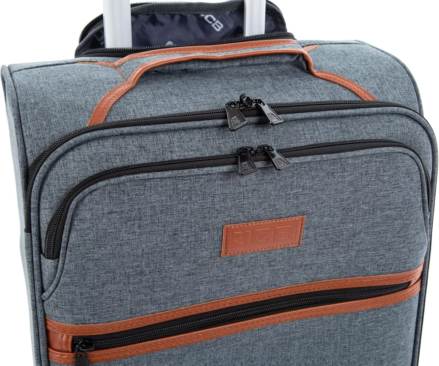 JCB Lightweight 4 Wheel Grey Suitcase Luggage Travel Cabin Bag, Easy Roll Suitcase