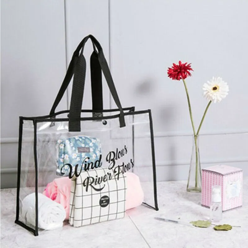 Khaki Waterproof Clear Tote Style Beach Bag