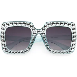 Kids Oversize Glamorous Faux Rhinestone Square Sunglasses D228