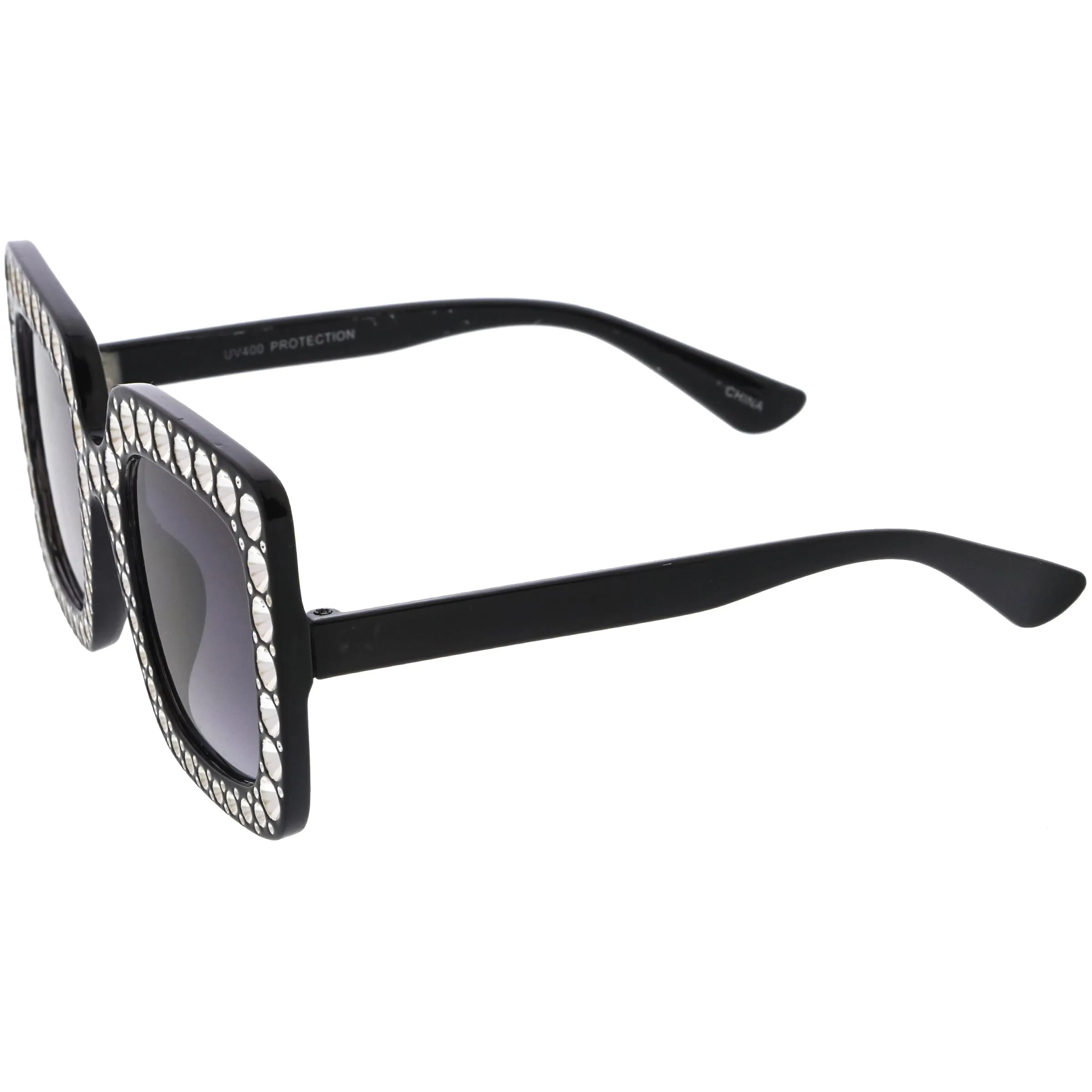 Kids Oversize Glamorous Faux Rhinestone Square Sunglasses D228