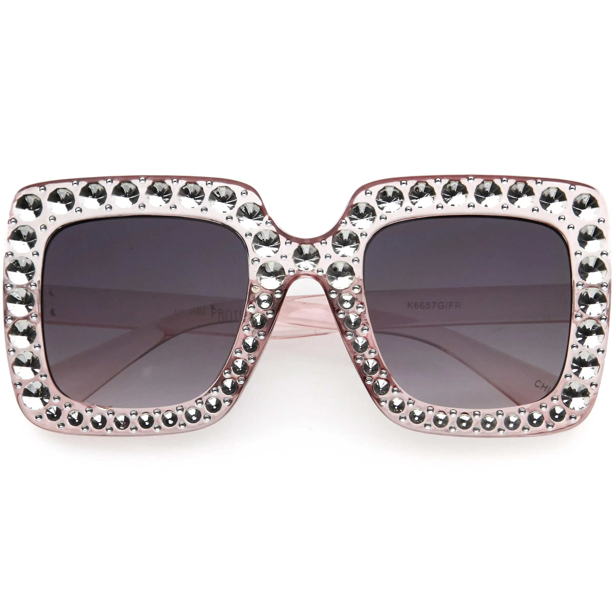 Kids Oversize Glamorous Faux Rhinestone Square Sunglasses D228
