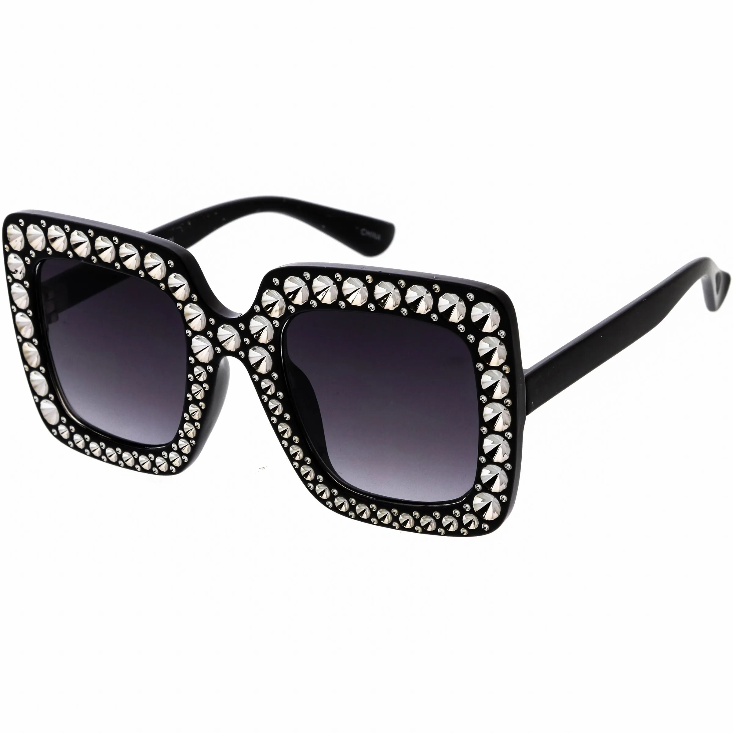 Kids Oversize Glamorous Faux Rhinestone Square Sunglasses D228