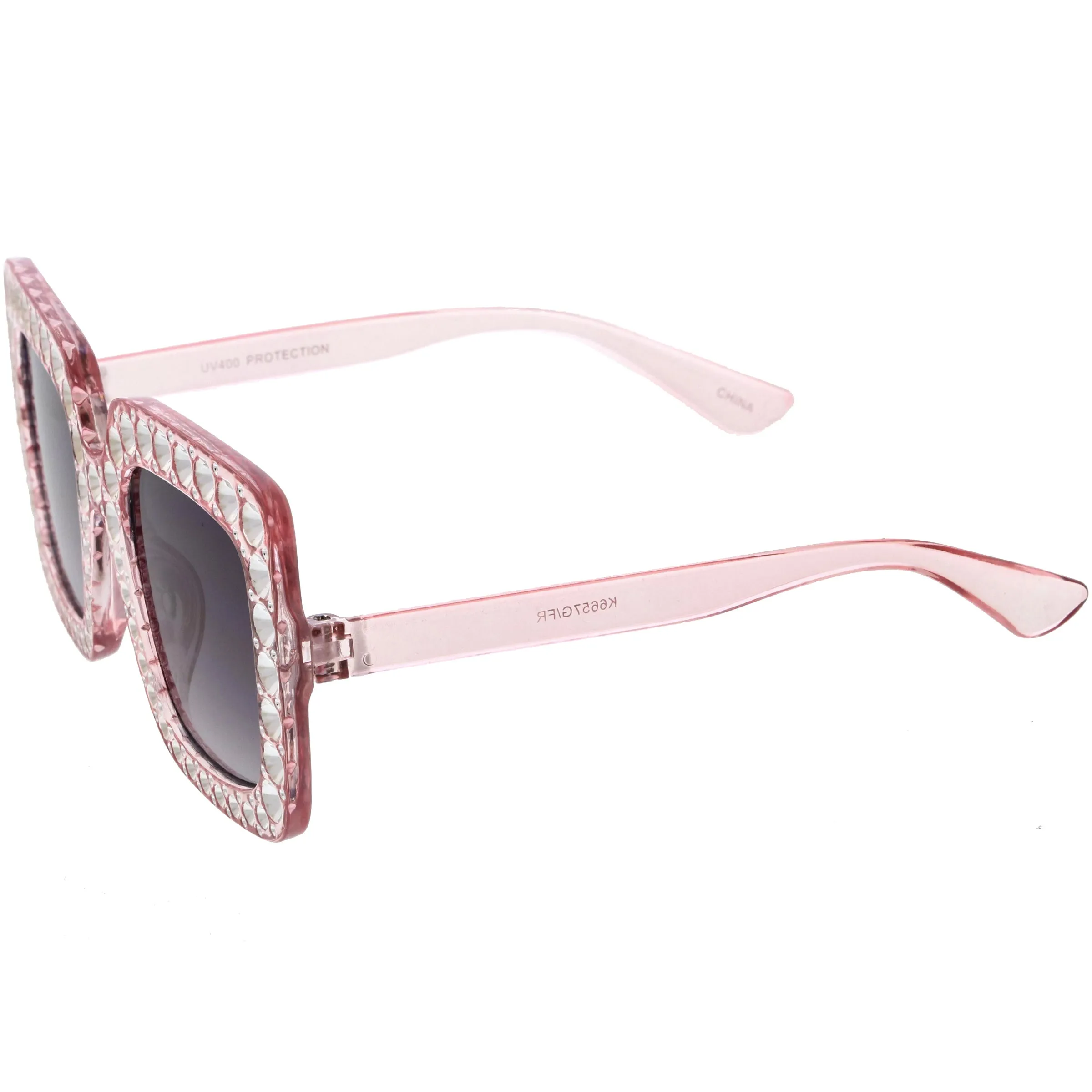 Kids Oversize Glamorous Faux Rhinestone Square Sunglasses D228