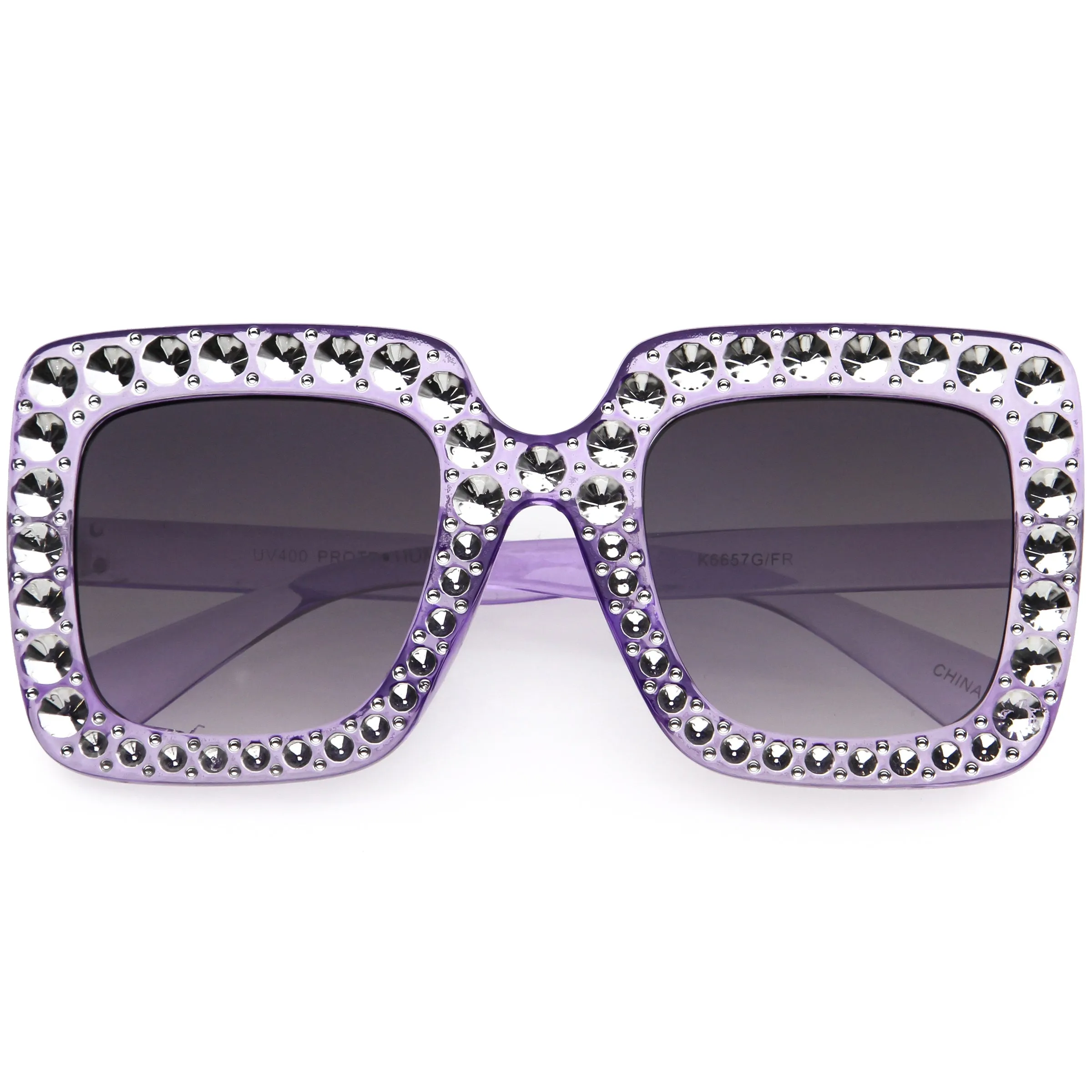 Kids Oversize Glamorous Faux Rhinestone Square Sunglasses D228