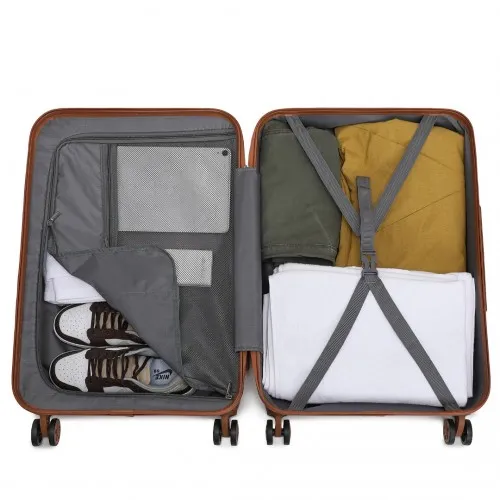Kono 24 Inch ABS Suitcase with TSA Lock - Cream | Durable, Stylish & Secure Travel Luggage