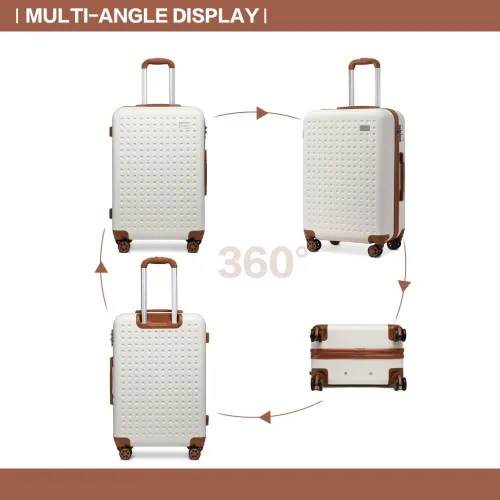 Kono 24 Inch ABS Suitcase with TSA Lock - Cream | Durable, Stylish & Secure Travel Luggage