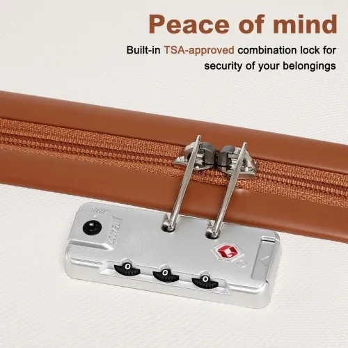 Kono 24 Inch ABS Suitcase with TSA Lock - Cream | Durable, Stylish & Secure Travel Luggage