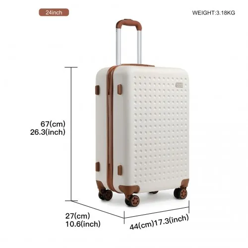 Kono 24 Inch ABS Suitcase with TSA Lock - Cream | Durable, Stylish & Secure Travel Luggage